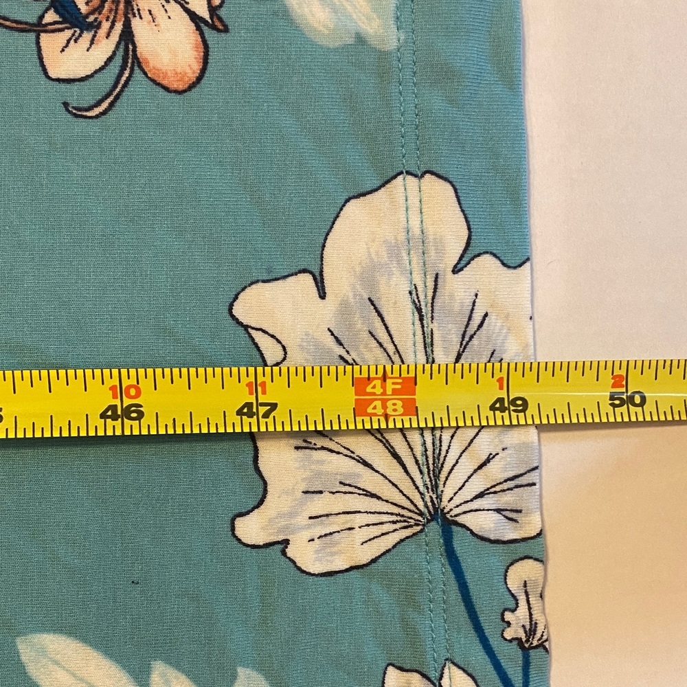 Soma XL Cool Nights Long Sleepshirt SS - Teal Floral Nightgown 93% Rayon - Picture 10 of 12